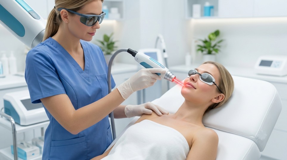 q-switched laser for peach fuzz on face
